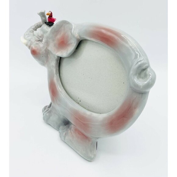 Russ Elephant & Dodo Bird Picture Frame 4x6 Photo Ceramic Trunk Up Friends Gray - Picture 3 of 7